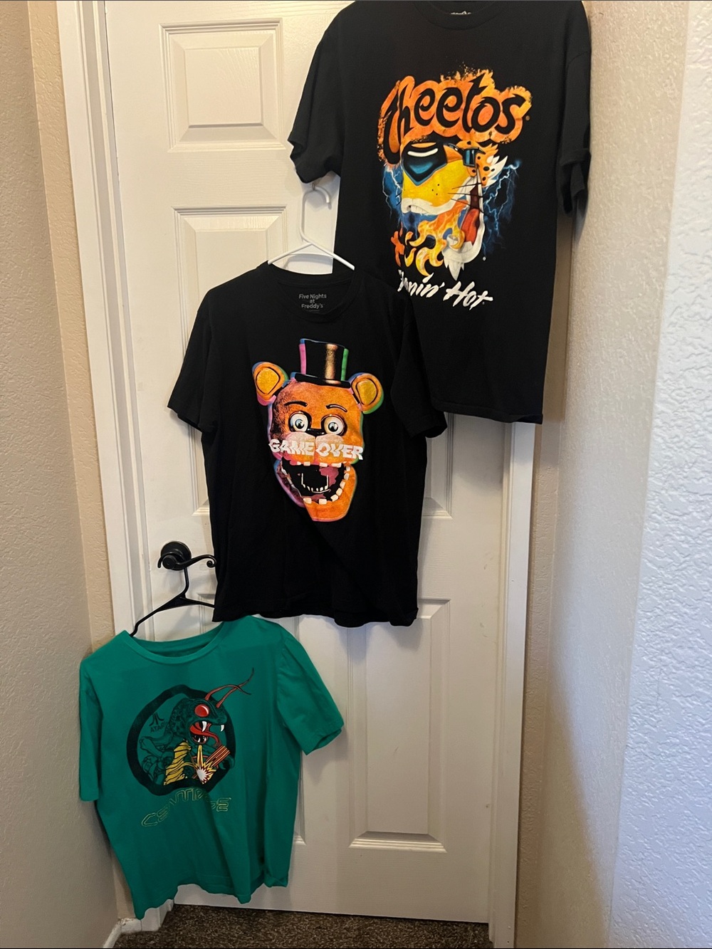 Pack of Three Men Shirts Freddy Fazbear, Centipede, Cheetos